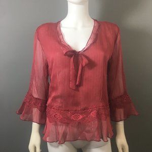 Jaipur NWOT Strawberry Red Gypsy Peasant Blouse